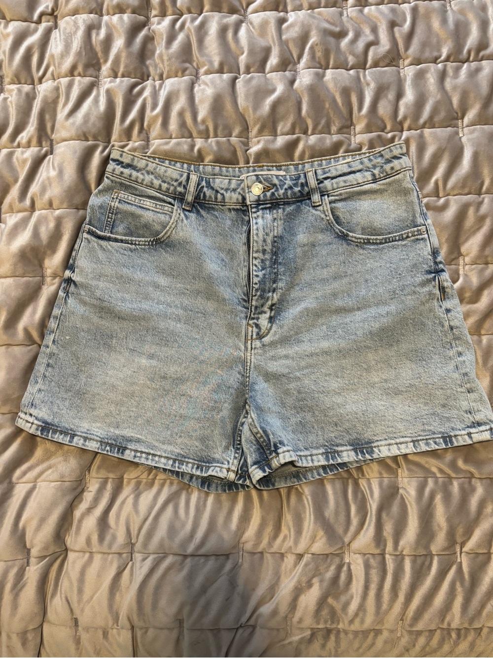 Zara Light Blue High-Rise Denim Shorts
